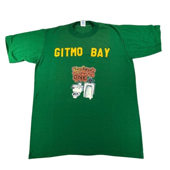 Vintage Gitmo Bay Green Graphic T-Shirt Soffe Athletic L Adult Single Stitch - Picture 1 of 9